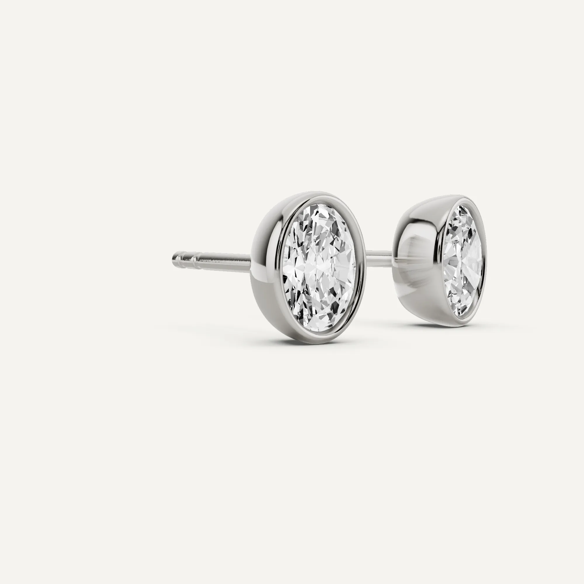 1 ctw Oval Diamond Bezel Set Solitaire Stud Earrings