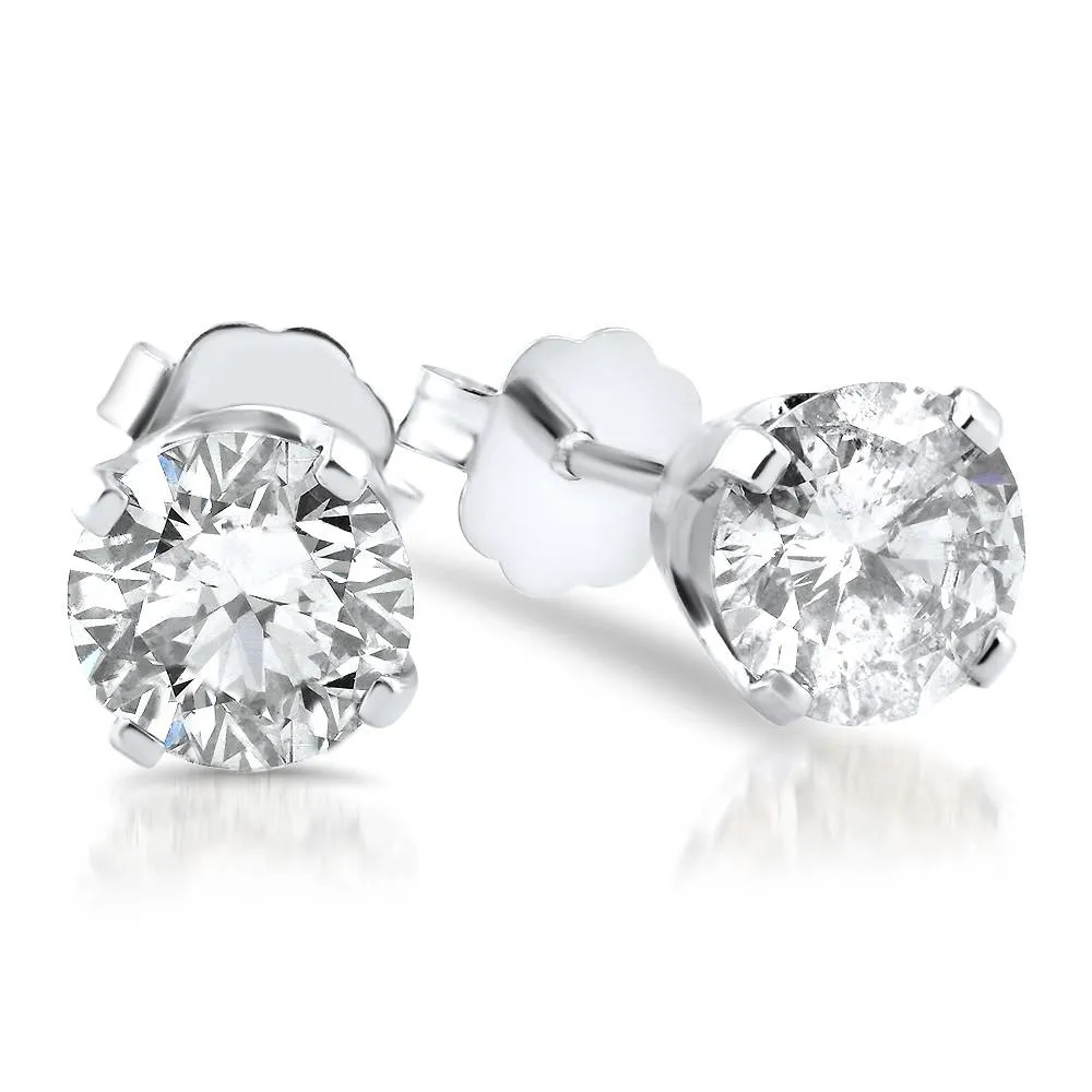 1/4ct Round Diamond Studs Earrings 14K White Gold