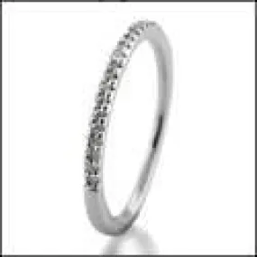 1.5mm Thin Wedding Band .25 TCW Micro Pave Half Way Set Round Cubic Zirconia 14K W Gold Band