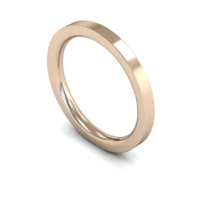 18ct Rose Gold Heavyweight Flat Court/Edge 2mm Wedding Ring