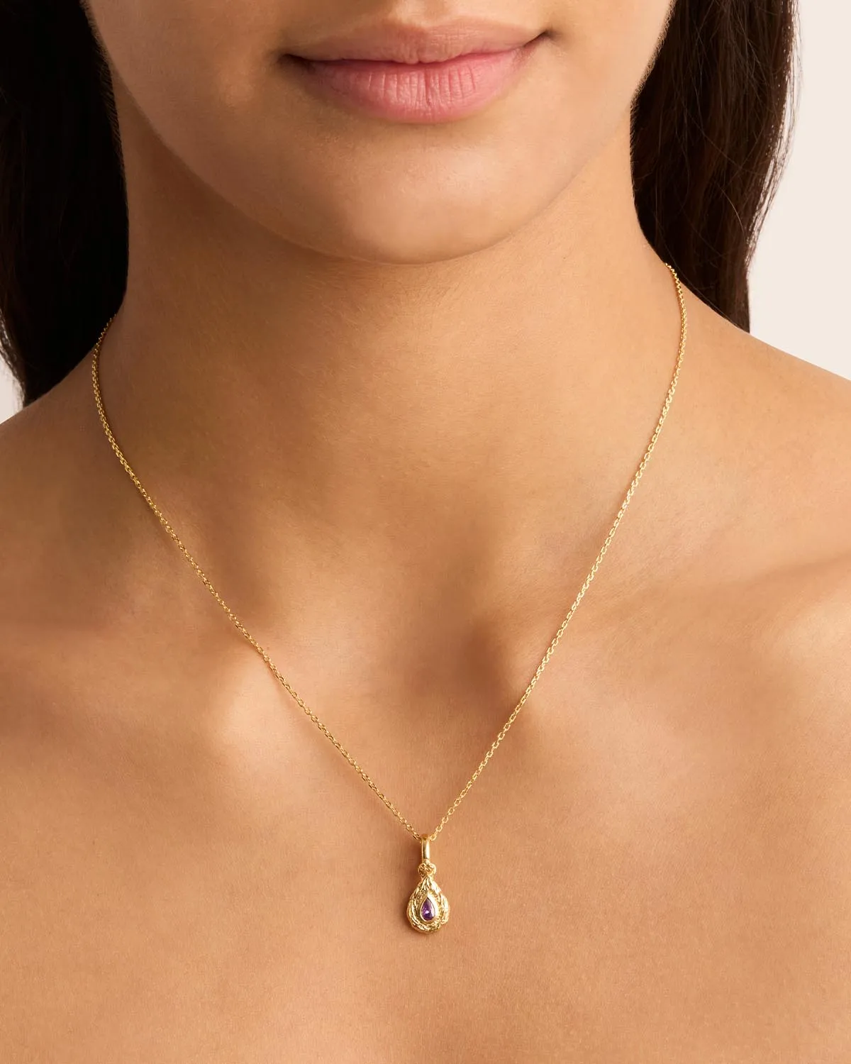 18k Gold Vermeil With Love Birthstone Annex Link Pendant - February