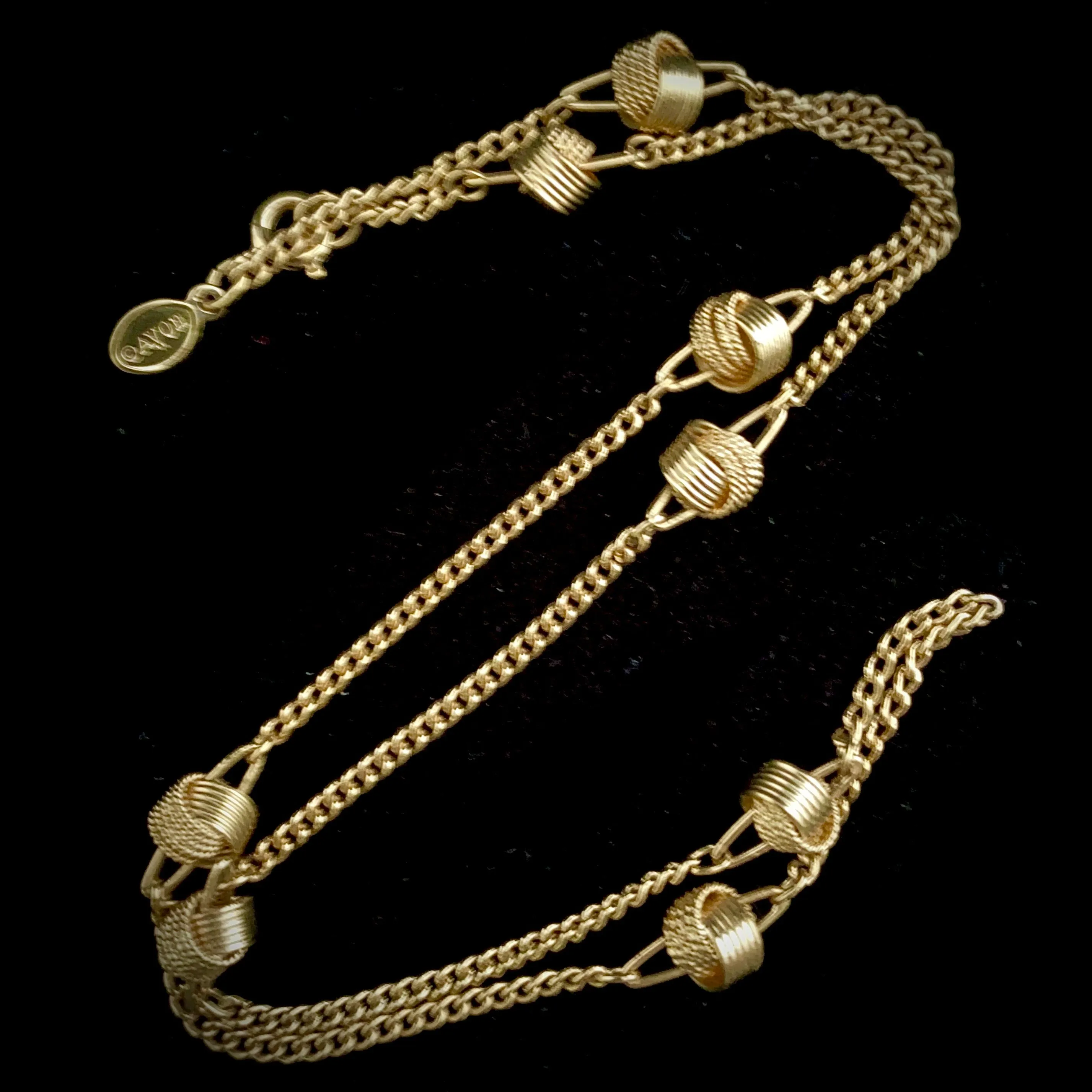 1977 Avon Delicate Knots Necklace & Earrings Set, Gold