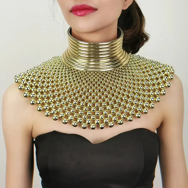 2 Pieces Combination Bib Torques Collar Choker Statement Necklaces