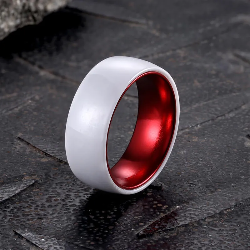 8mm Simple White Ceramic Band Ring