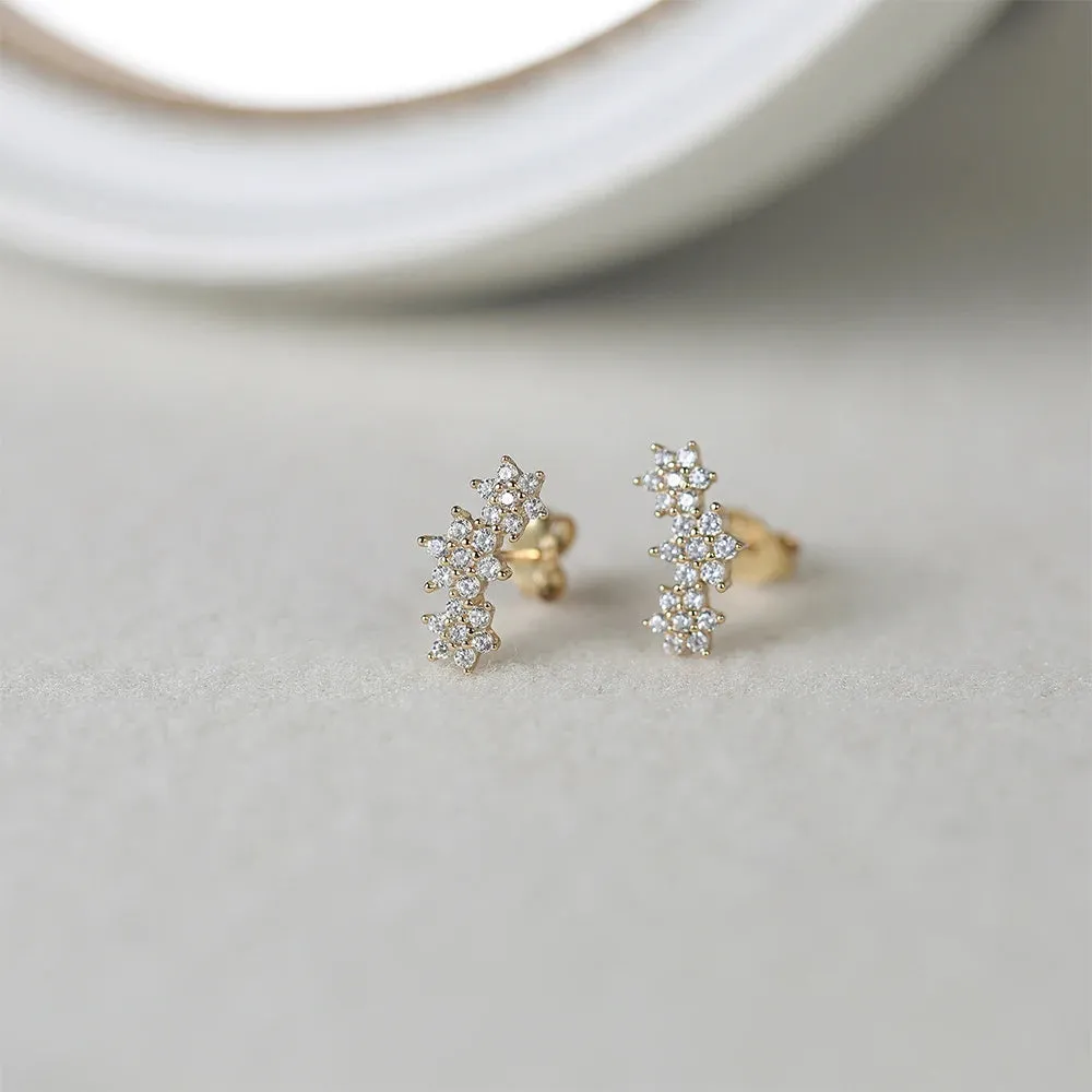 925 Silver Flower Zircon Studs