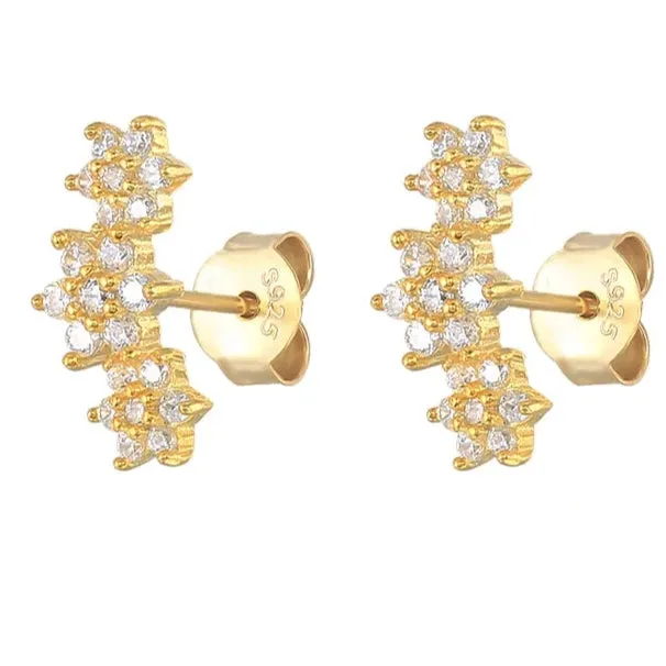 925 Silver Flower Zircon Studs