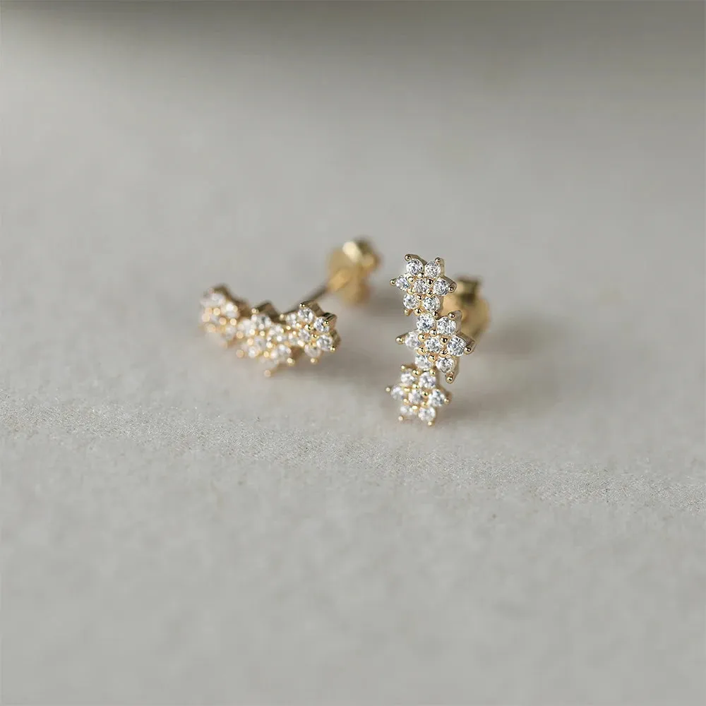 925 Silver Flower Zircon Studs