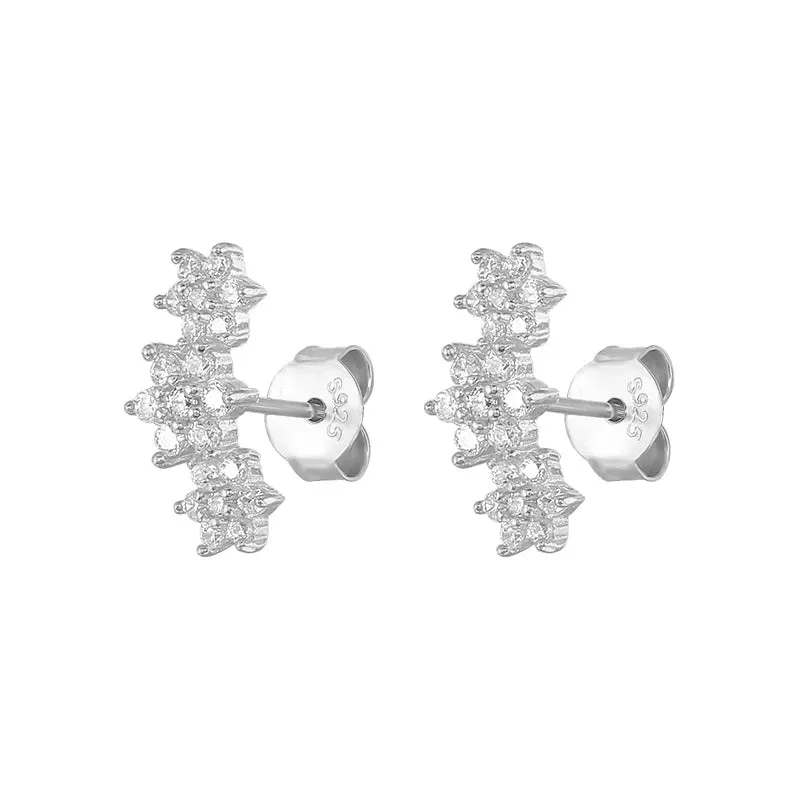 925 Silver Flower Zircon Studs