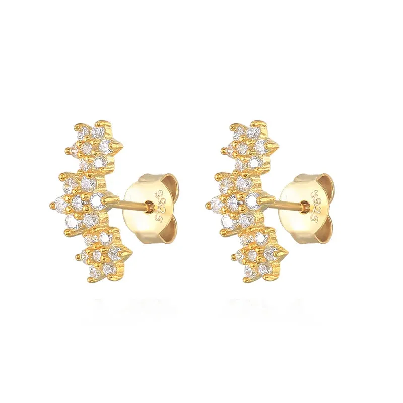 925 Silver Flower Zircon Studs