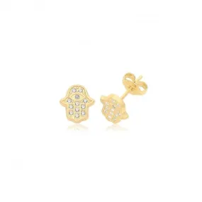 9ct  Yellow  Gold  Hamsa  Studs  With  Stones  ES736