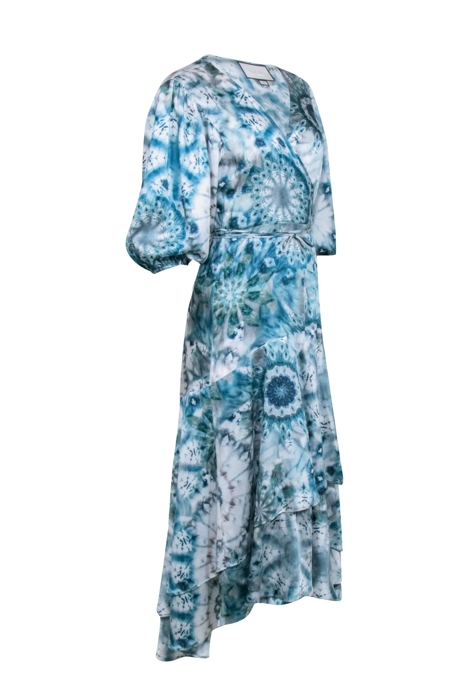 Alexis - Teal Blue Tie-Dye Wrap Maxi Dress Sz XL