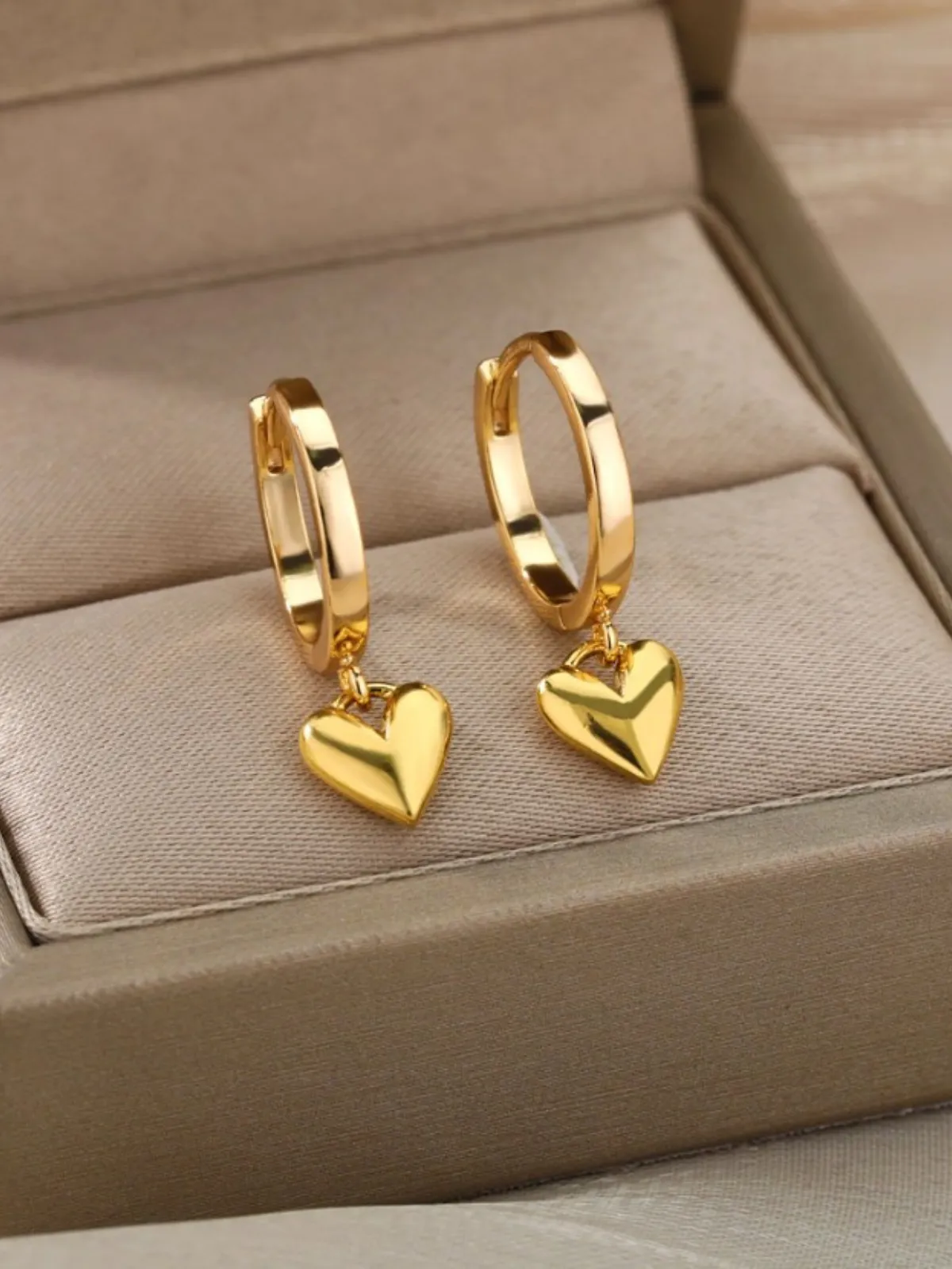 Always Loved Heart Dangle Hoop Earrings