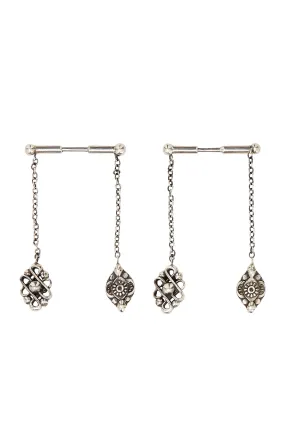 BAR EARRINGS WITH CHARMS DYNASTY DAYS SILVER