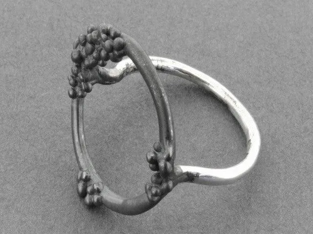 Beaded circle ring - oxidized silver