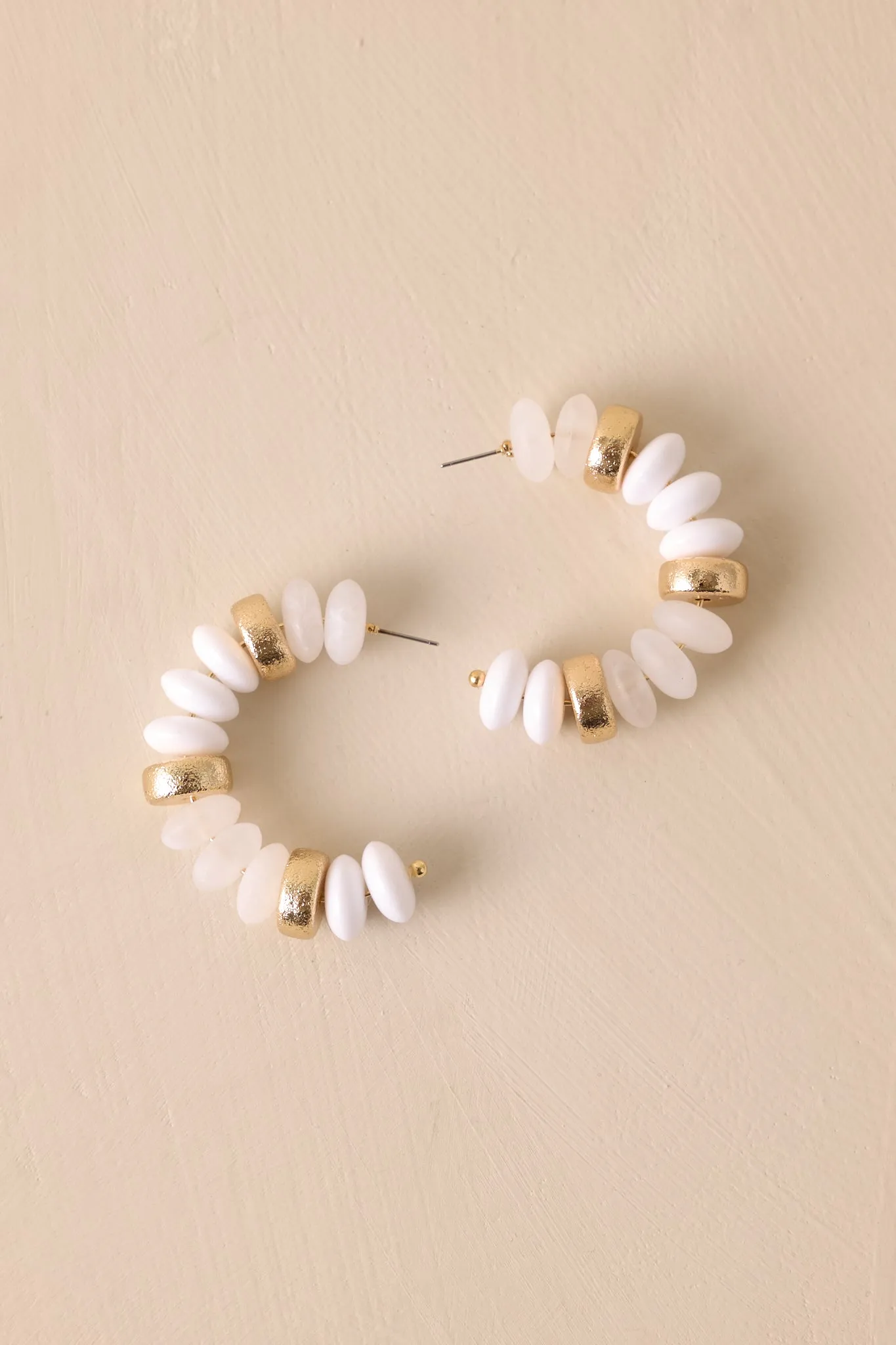 Bell Bottom Blues White Beaded Hoop Earrings