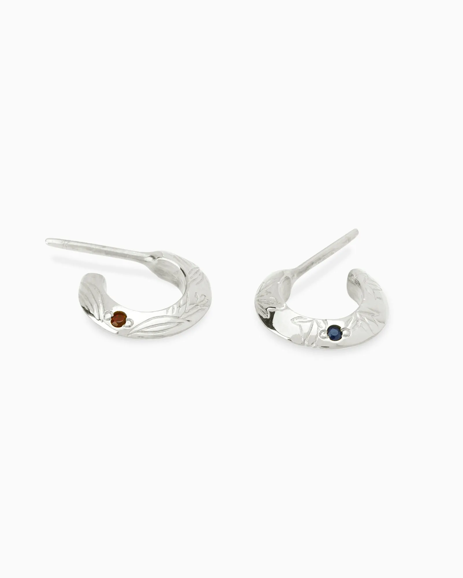 Birthflower Stone Huggies | Solid White Gold