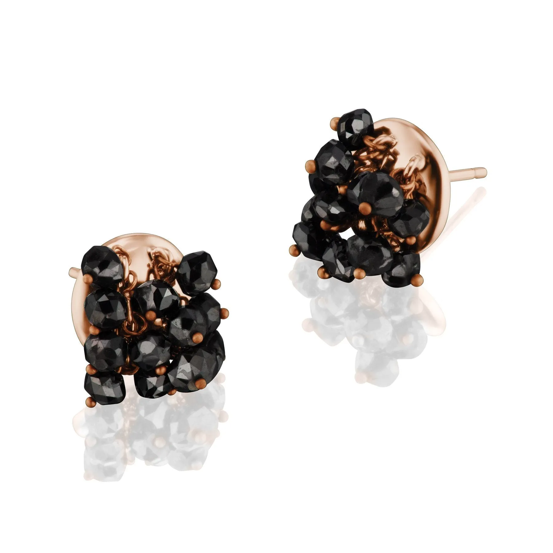 Black Diamond Bead Stud Earrings