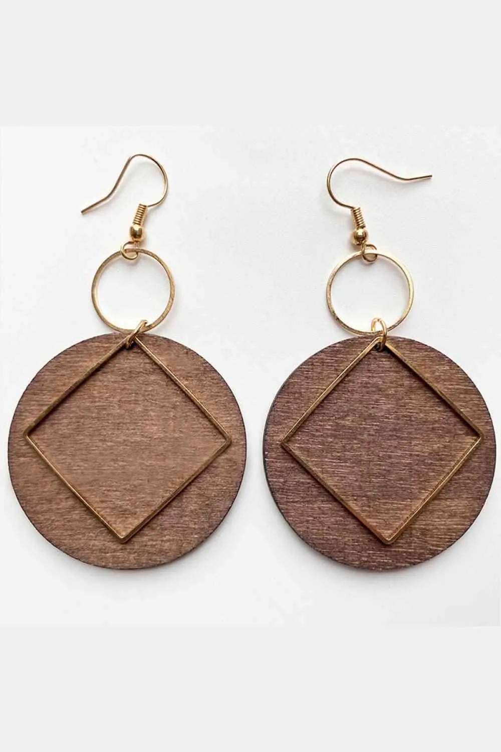 Bohemian Chic: Artisan Wooden Geometric Dangle Earrings for Distinctive Style