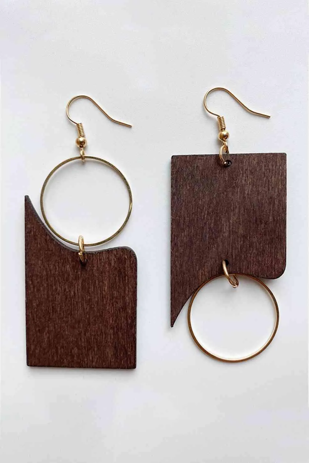 Bohemian Chic: Artisan Wooden Geometric Dangle Earrings for Distinctive Style