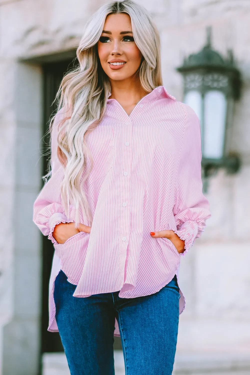 Boho Striped Shirt Dress