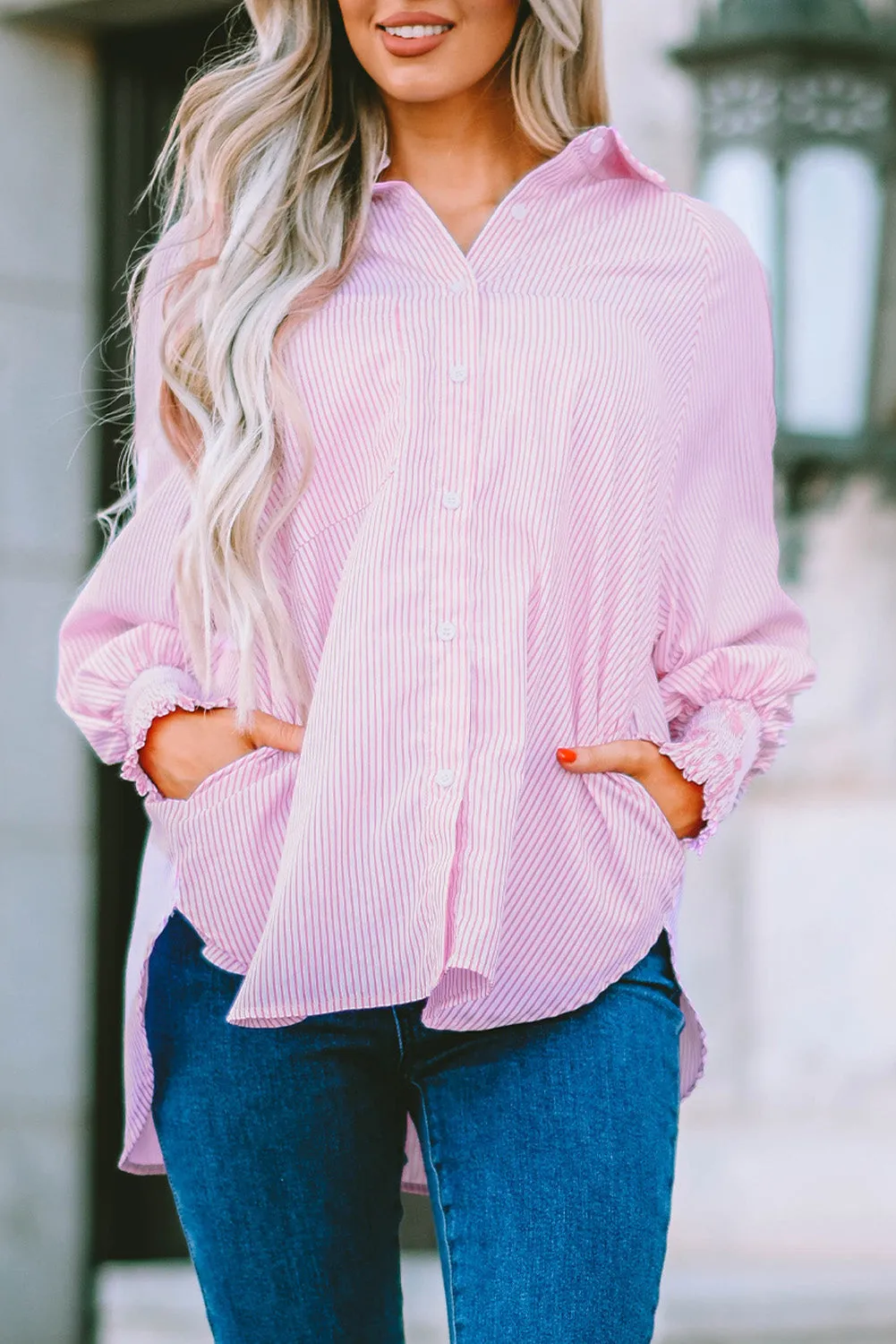 Boho Striped Shirt Dress