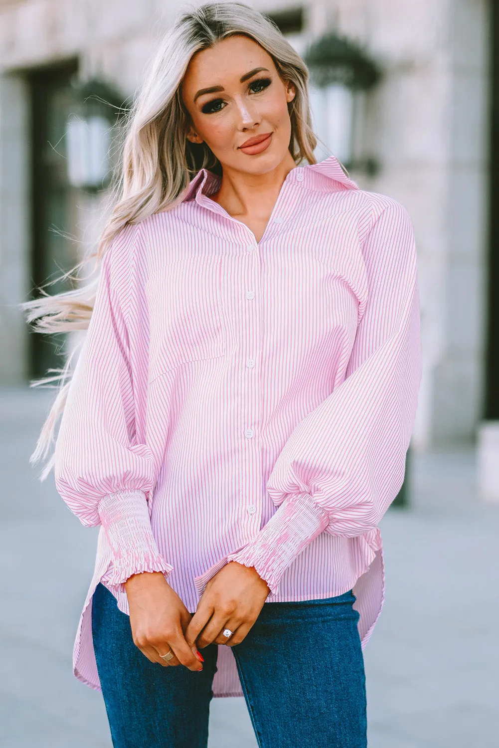 Boho Striped Shirt Dress