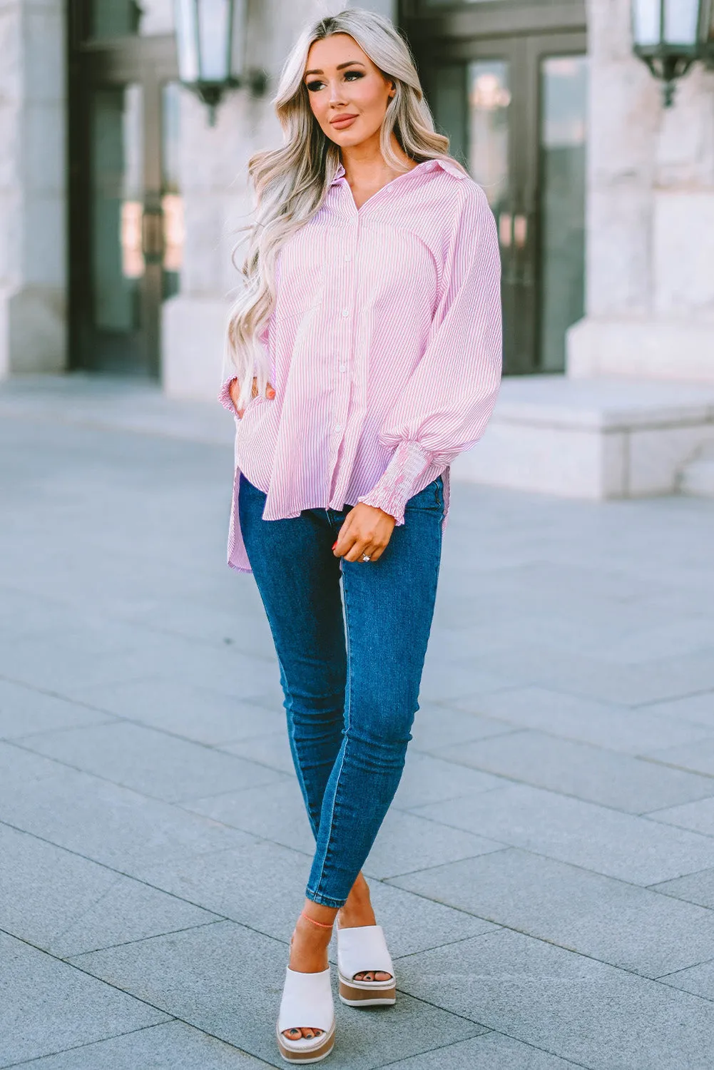 Boho Striped Shirt Dress