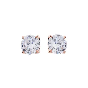 Brilliant Claw-Set Cubic Zirconia Rose Gold Stud Earrings