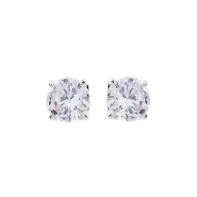 Brilliant Claw-Set Cubic Zirconia Silver Stud Earrings