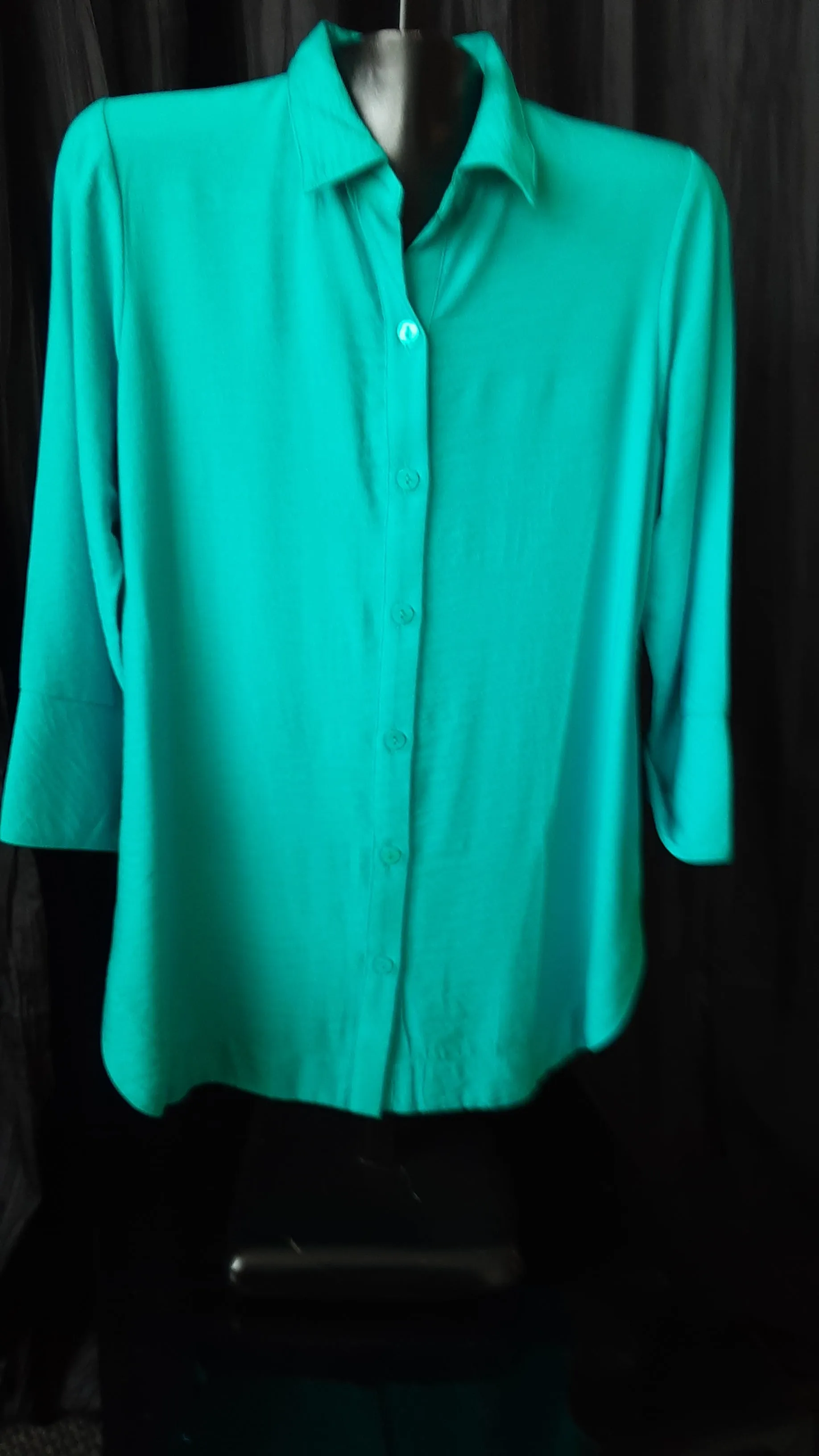 Button Up Tunic with Three Quarter Length French Sleeves