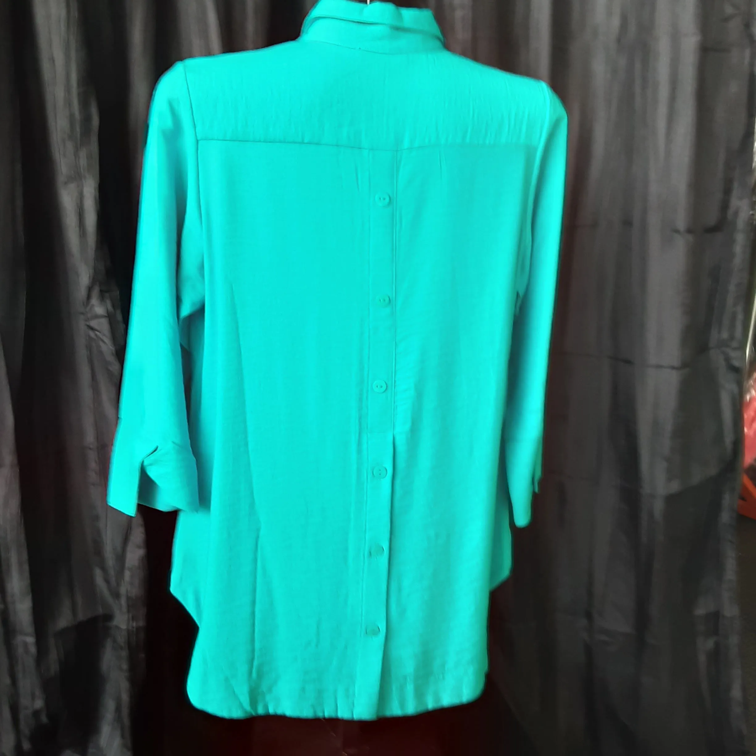 Button Up Tunic with Three Quarter Length French Sleeves