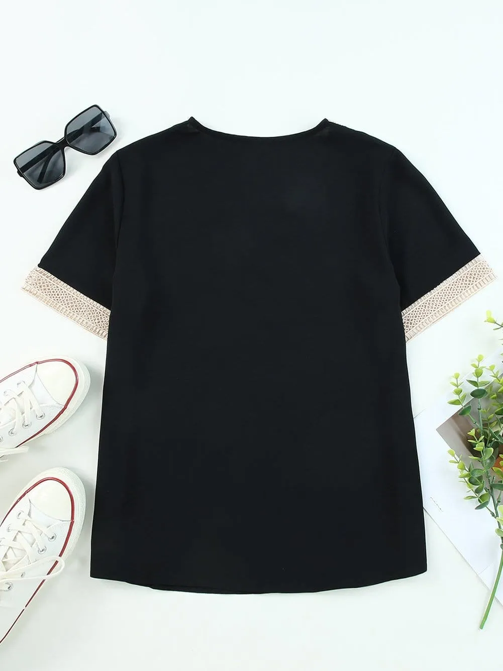 Casual and Chic Lace Trim T-Shirt