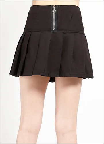 CHAIN PLEATED SKIRT BLK