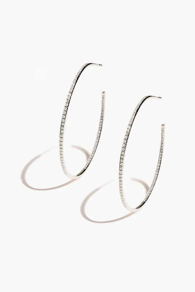 Chan Luu White Diamond White Gold Large Hoop Earrings