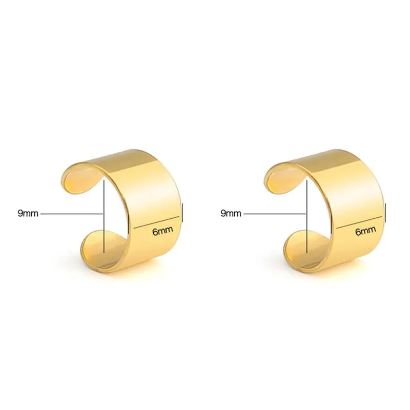 Chic Golden Stainless Steel Clip-On Ear Cuffs - Stylish Accessory for Everyone