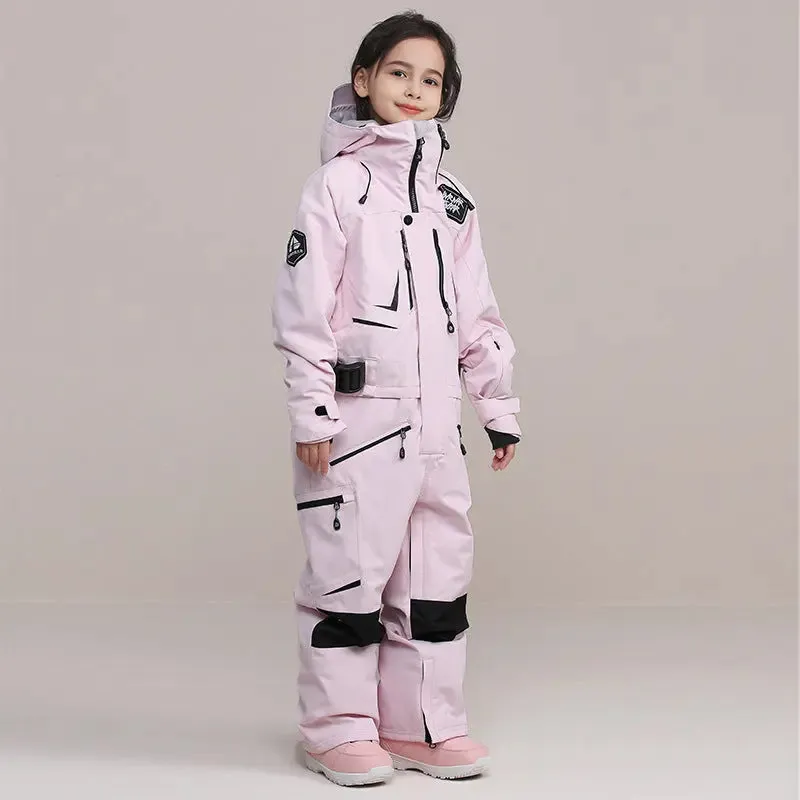 Children One-Piece Ski Suit Girl Boy Outdoor Snow Jumpsuits