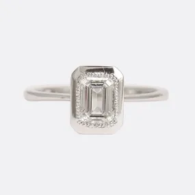 Contemporary GIA 1.02ct Emerald Cut Diamond Solitaire Ring