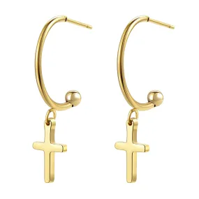 Cross Hoop Earrings Gold