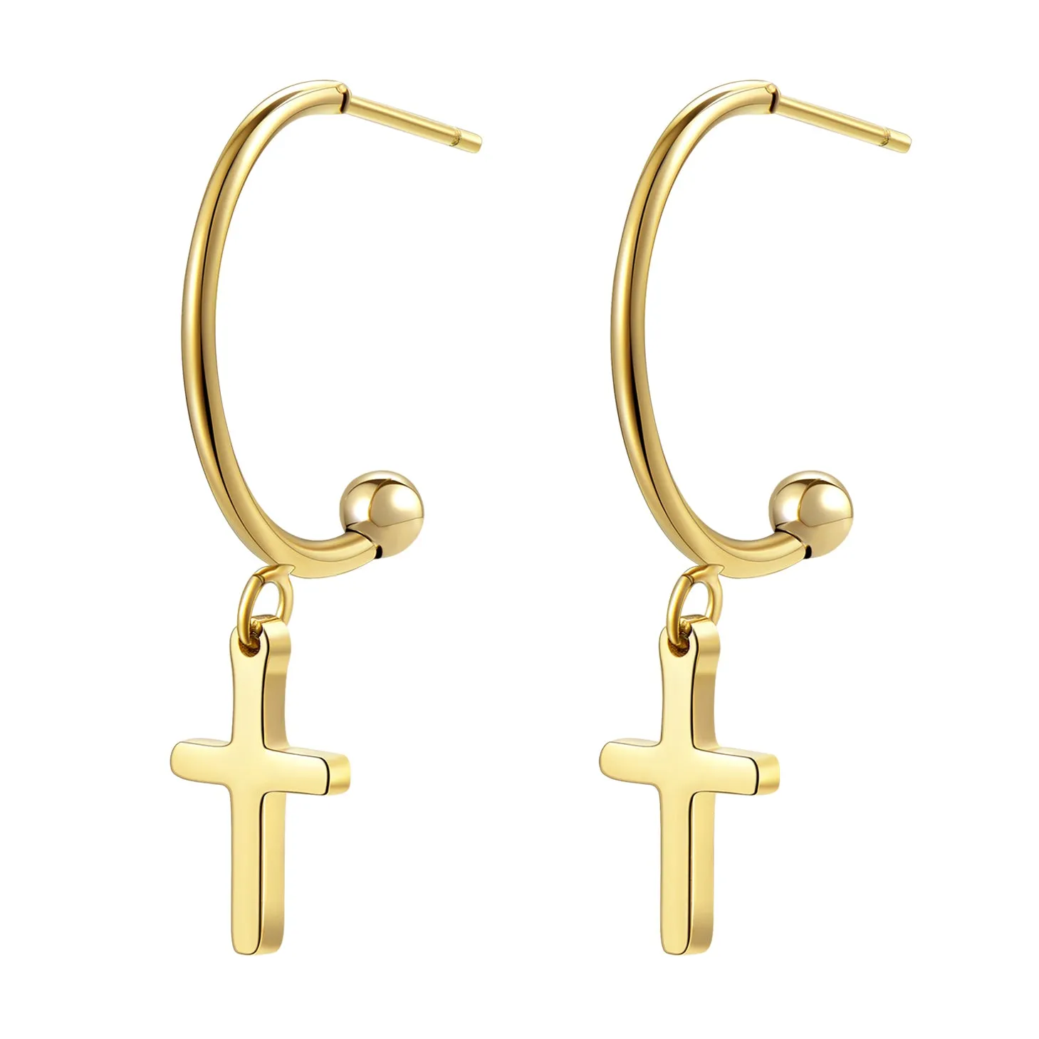 Cross Hoop Earrings Gold