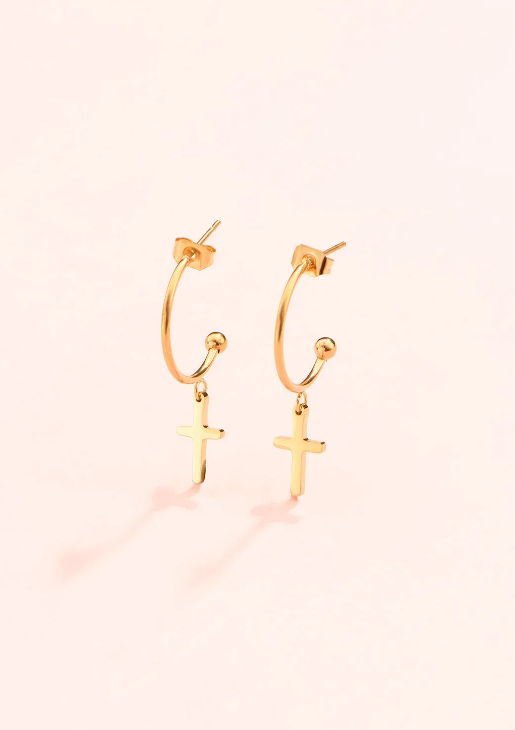 Cross Hoop Earrings Gold