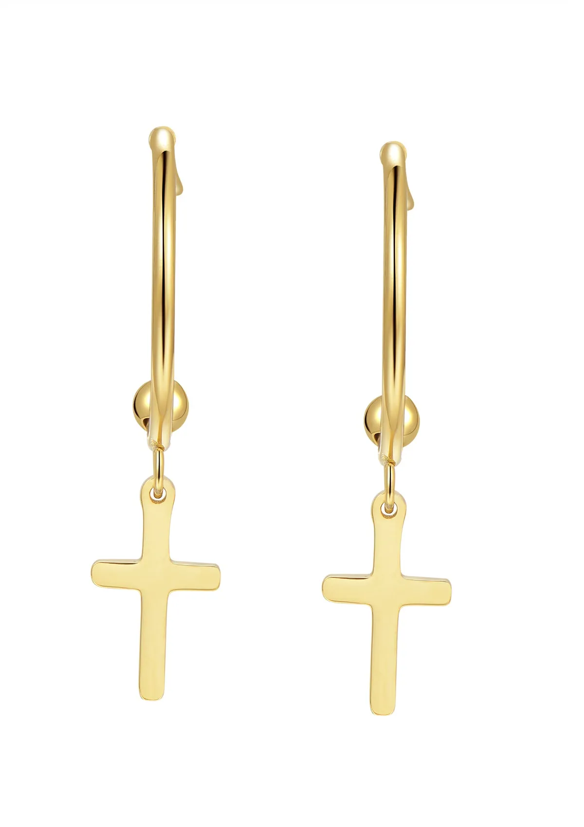 Cross Hoop Earrings Gold