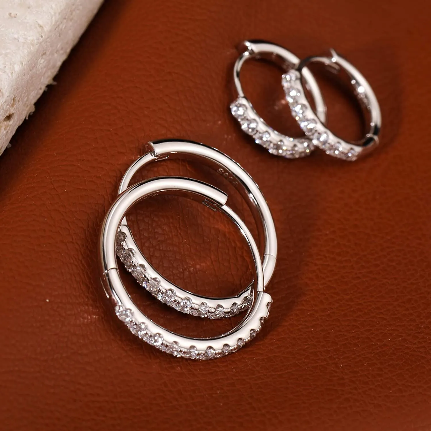 Cubic Zirconia Huggie Hoop Earrings