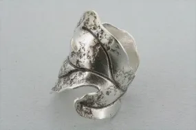 Curled leaf ring - fine silver