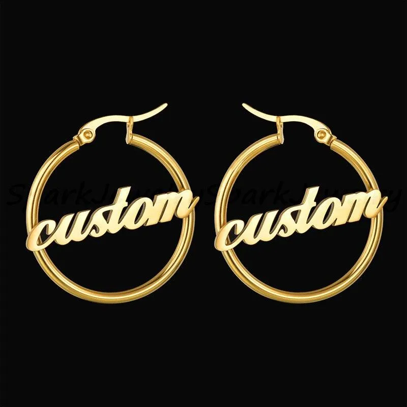 Customizable Initial Hoop Earrings - Personalized Name Jewelry for Women