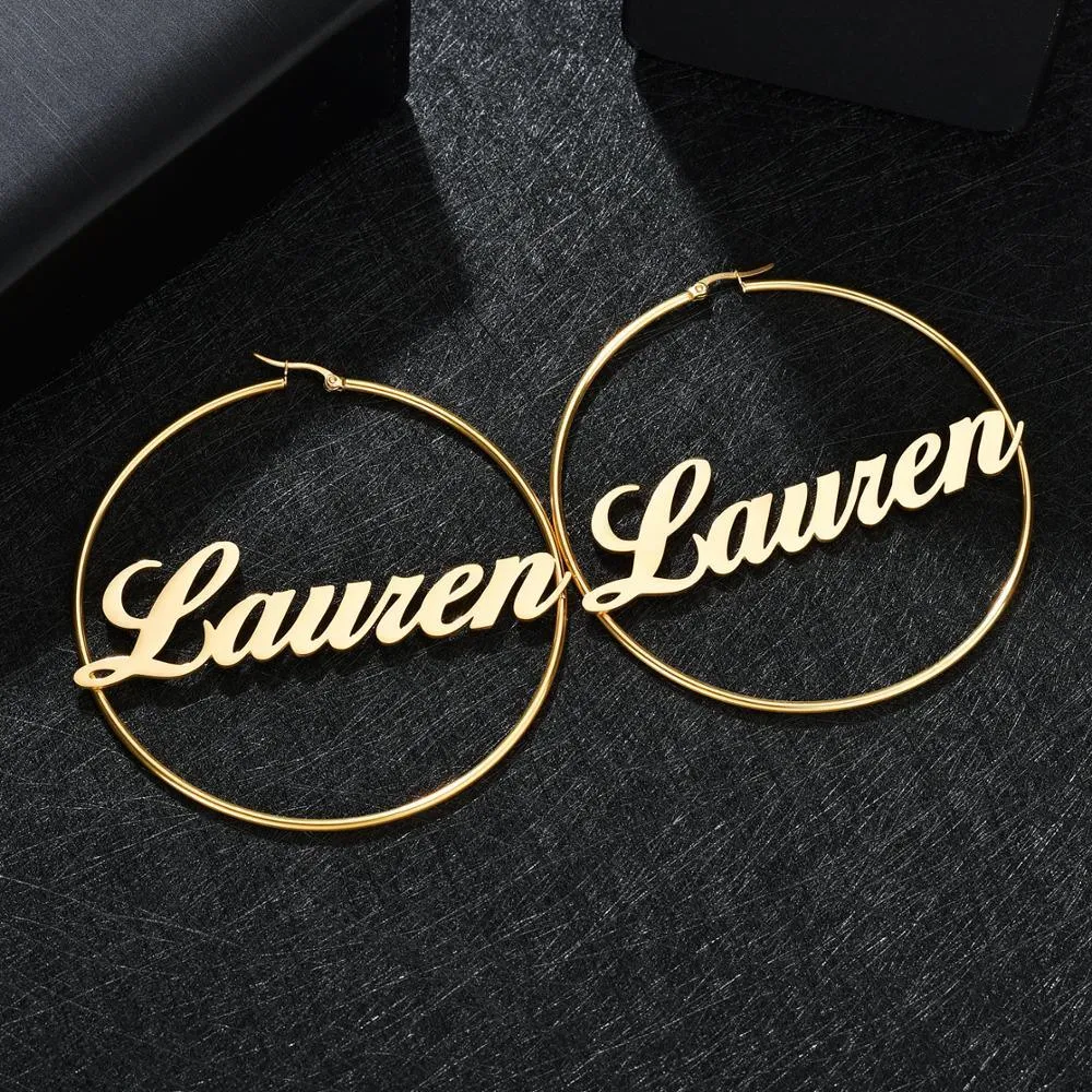 Customizable Initial Hoop Earrings - Personalized Name Jewelry for Women