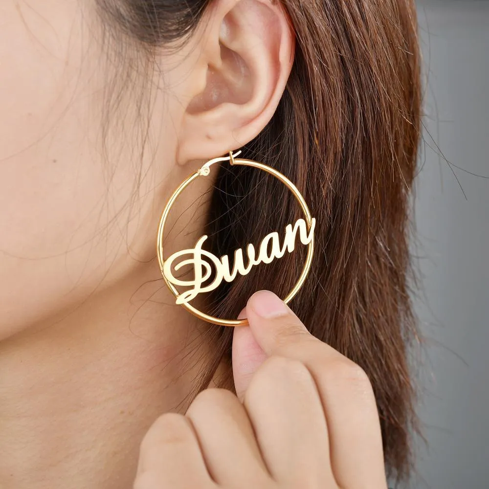 Customizable Initial Hoop Earrings - Personalized Name Jewelry for Women