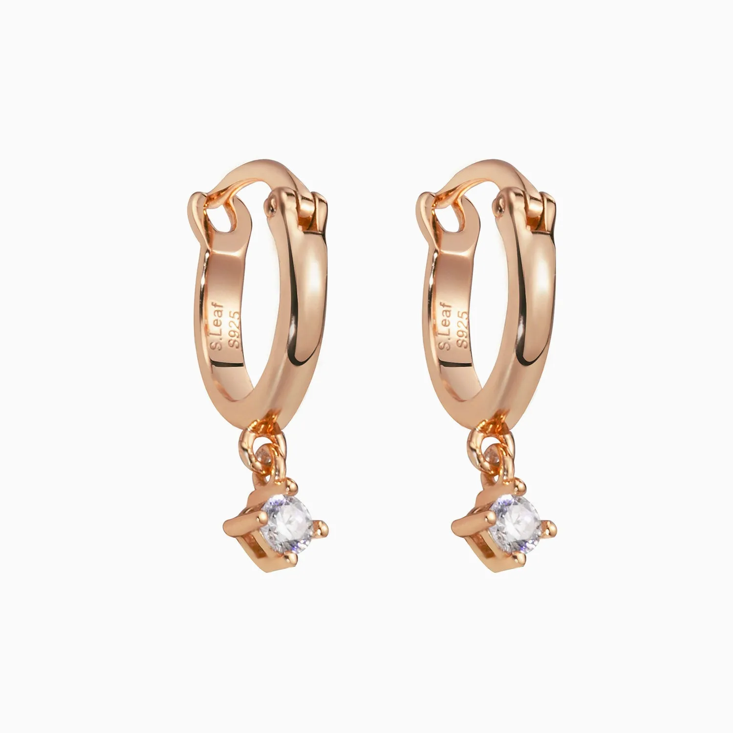 CZ Pendant Huggie Hoop Earrings