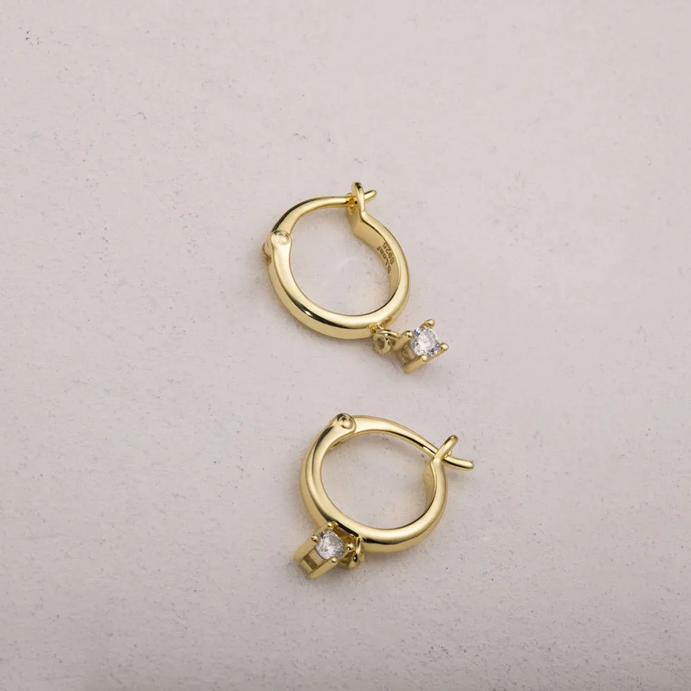 CZ Pendant Huggie Hoop Earrings