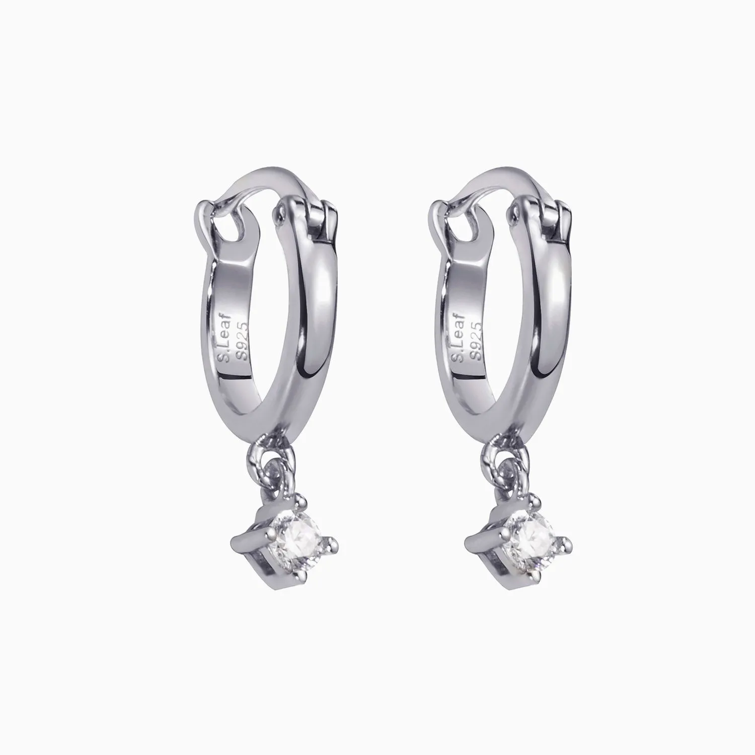 CZ Pendant Huggie Hoop Earrings