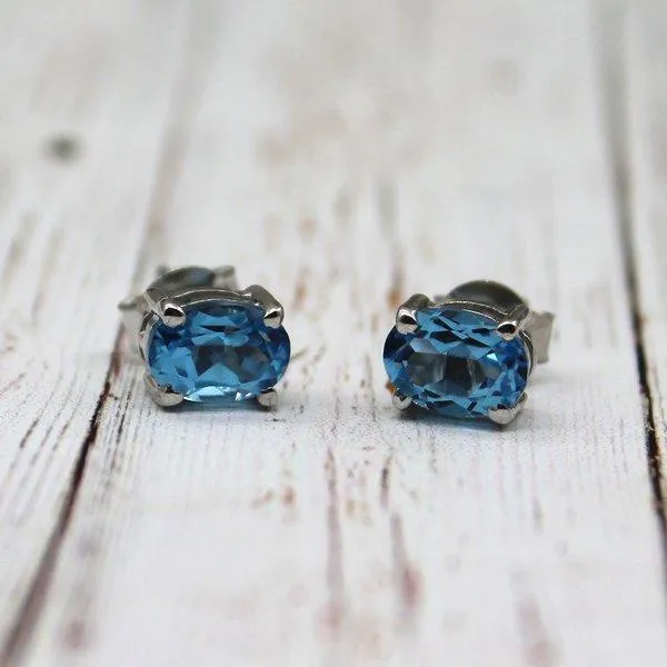 Delicate Blue Topaz Stud Earrings